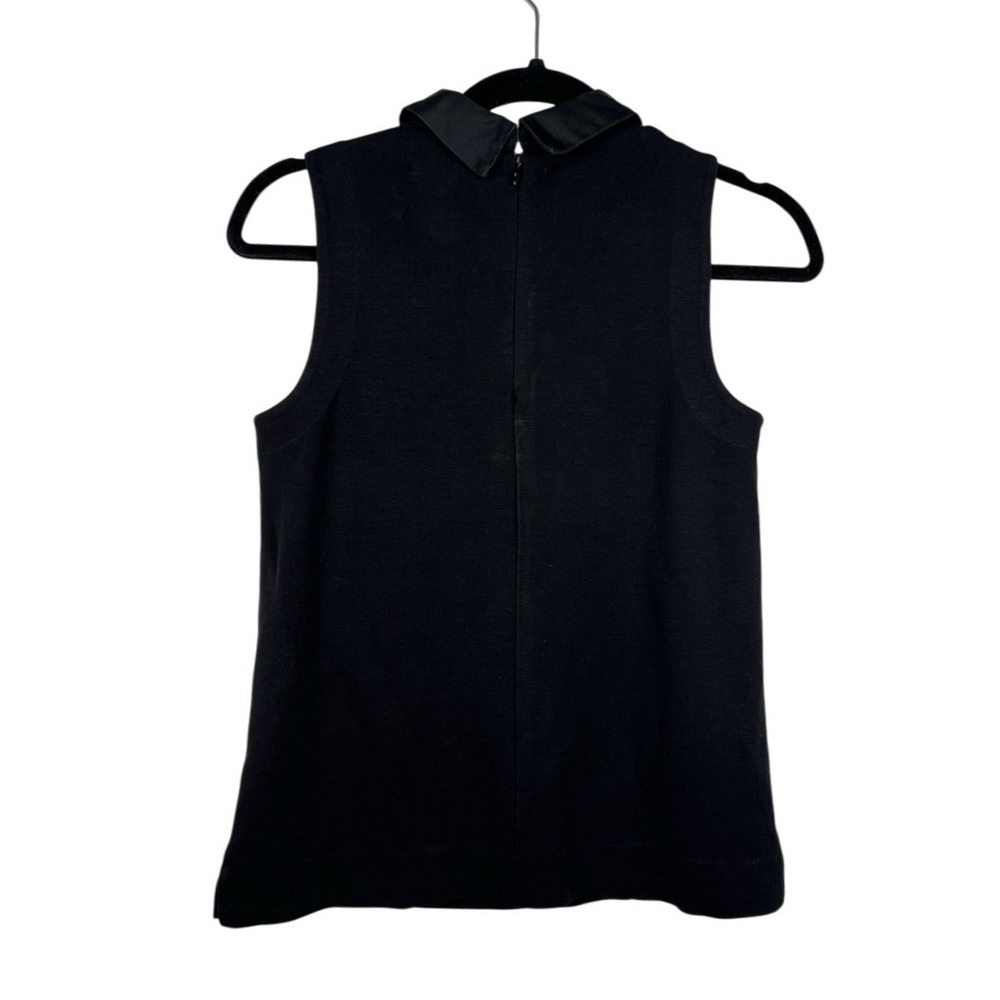 Madewell Black Sleeveless Ponte Top with Satin Collar Size XS‎ 09245 - Picture 7 of 8